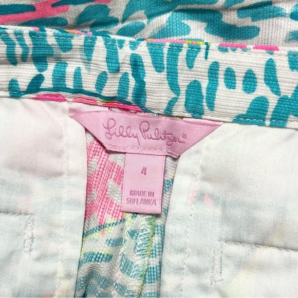 LILLY PULITZER Cotton Sailboat Print Mid Rise Colorful Nautical Adie Shorts 4 - Picture 6 of 7